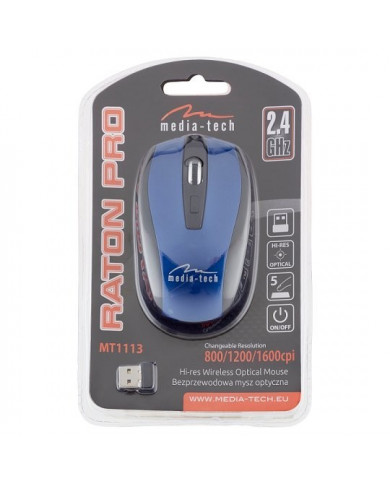 Ασύρματο Ποντίκι Media-Tech Raton Pro MT1113B 1600cpi με 5 Πλήκτρα Μαύρο-Μπλε
