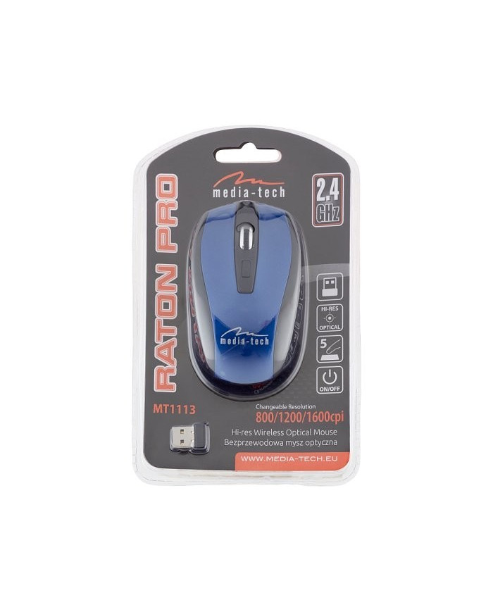 Ασύρματο Ποντίκι Media-Tech Raton Pro MT1113B 1600cpi με 5 Πλήκτρα Μαύρο-Μπλε