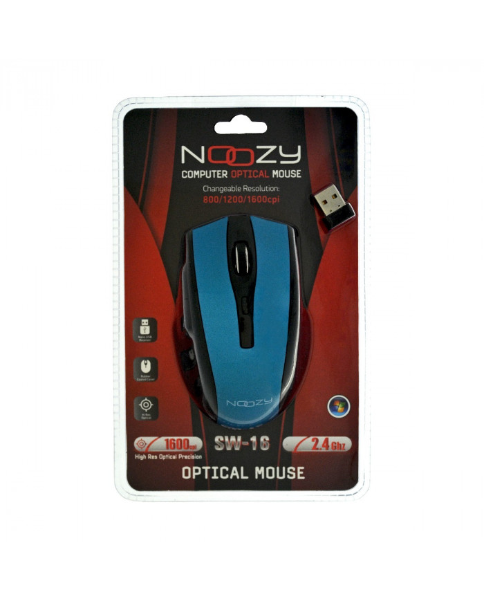 Ασύρματο Ποντίκι Noozy SW-16 USB 6D 2.4GHz με 6 Πλήκτρα και 1600DPI Μαύρο-Μπλε