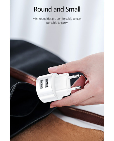 USAMS φορτιστής τοίχου T20 & καλώδιο Micro USB, 2x USB, 2.1A, λευκός