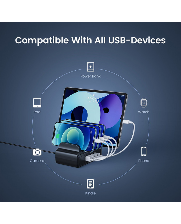 ORICO USB σταθμός φόρτισης , 4x USB, 30W, μαύρος