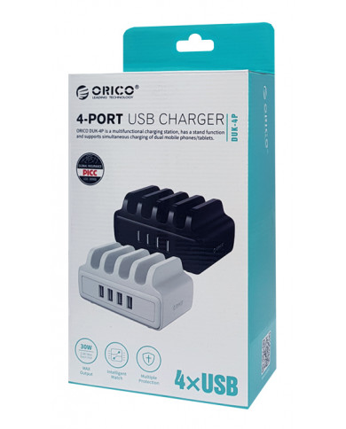 ORICO USB σταθμός φόρτισης , 4x USB, 30W, μαύρος