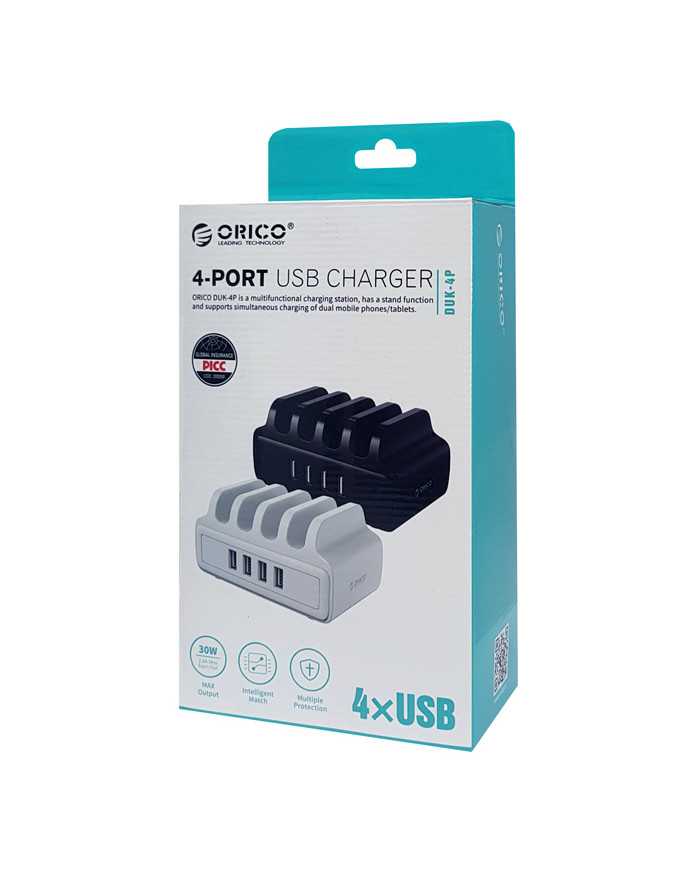 ORICO USB σταθμός φόρτισης , 4x USB, 30W, μαύρος