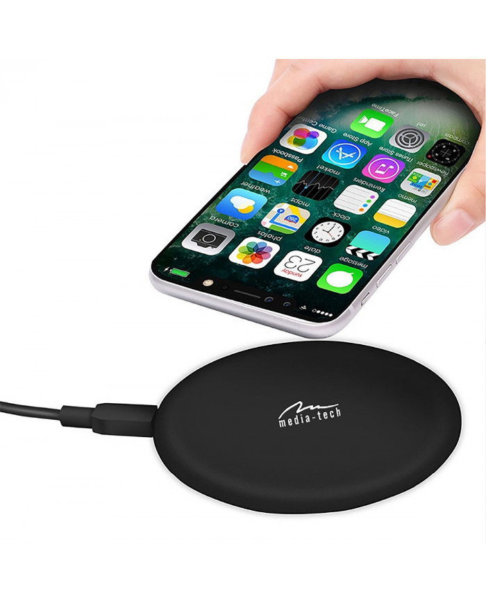 Wireless Fast Charge Pad Media-Tech MT6272 5V 1A 10W Μαύρο για Συμβατές Συσκευές με Qi