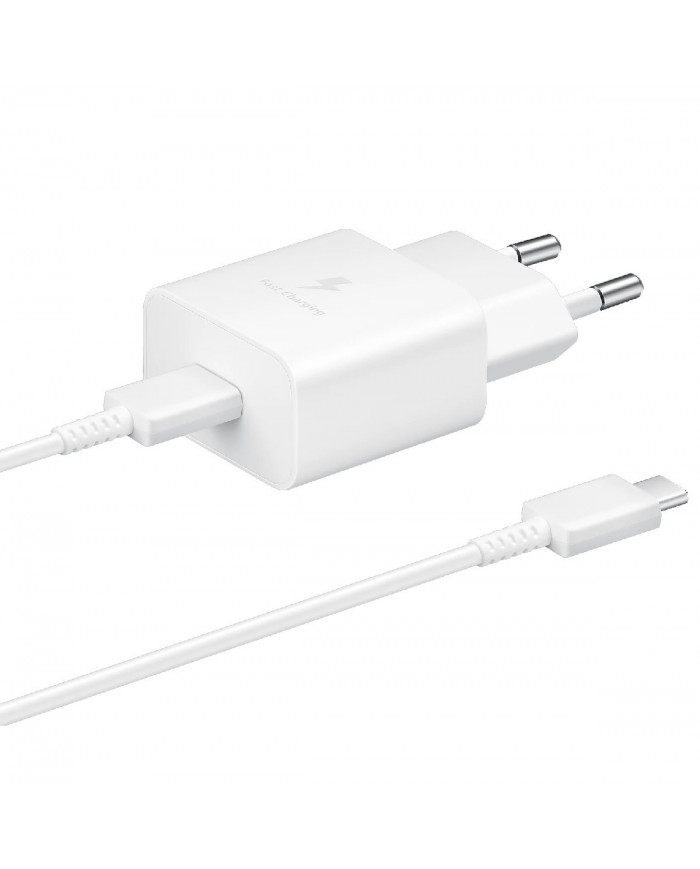 Φορτιστής Ταξιδίου Samsung Fast Charging Original 15W με Καλώδιο USB-C σε USB-C Λευκό