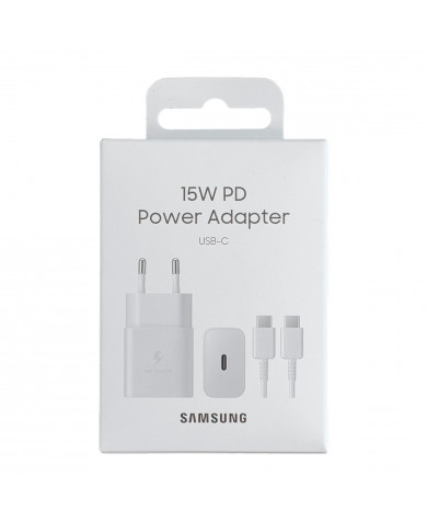 Φορτιστής Ταξιδίου Samsung Fast Charging Original 15W με Καλώδιο USB-C σε USB-C Λευκό Φορτιστής Ταξιδίου Samsung Fast Charging Original 15W με Καλώδιο USB-C σε USB-C Λευκό