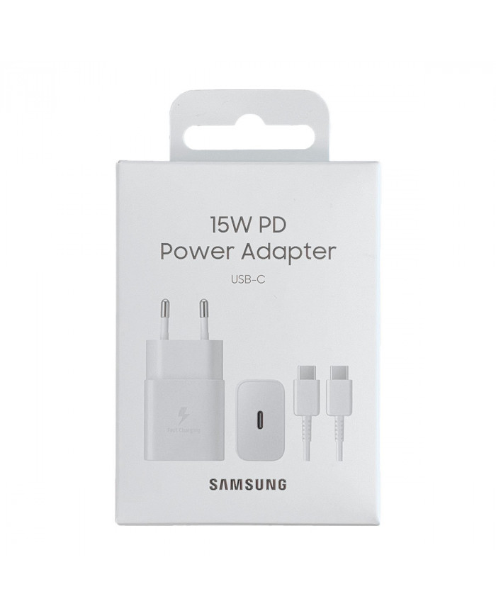 Φορτιστής Ταξιδίου Samsung Fast Charging Original 15W με Καλώδιο USB-C σε USB-C Λευκό