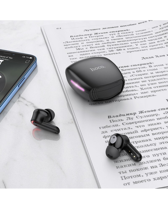 Wireless Hands Free Hoco EW13 Magic Flow TWS V5.1 με Πλήκτρο Αφής και Noise Cancellation Μαύρο