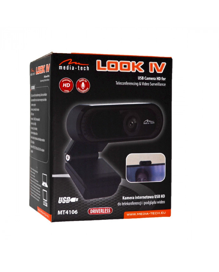 USB Webcam Media-Tech Look IV MT4106 HD 1280x720 Μαύρη