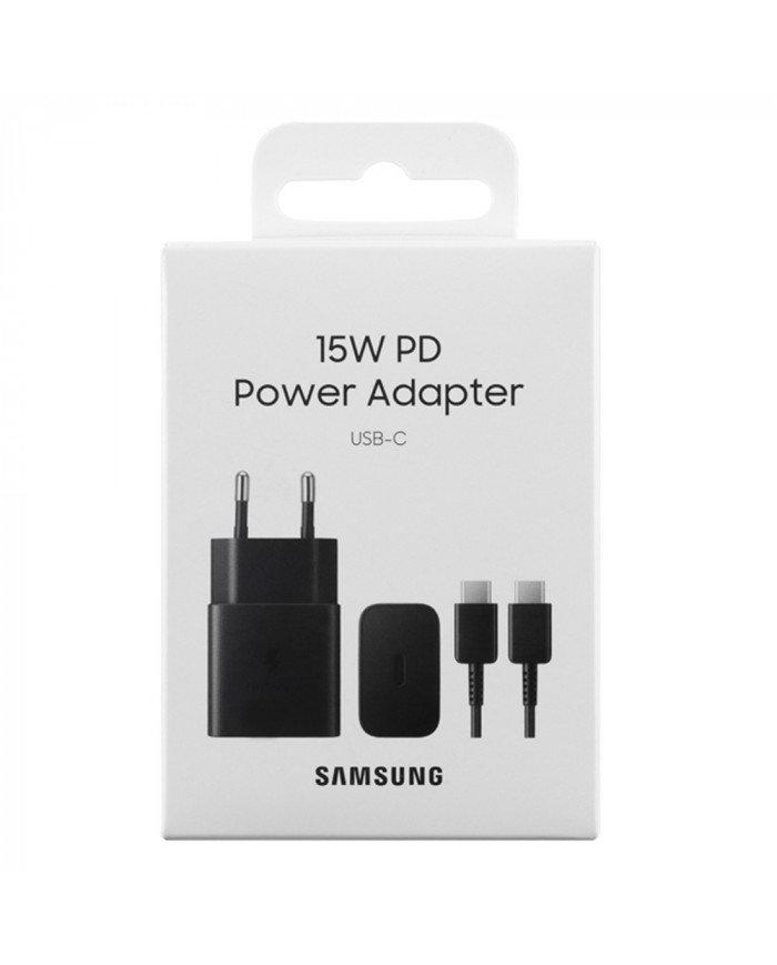 Φορτιστής Ταξιδίου Samsung Fast Charging Original 15W με Καλώδιο USB-C σε USB-C Μαύρο