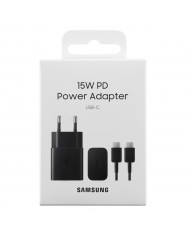 Φορτιστής Ταξιδίου Samsung Fast Charging Original 15W με Καλώδιο USB-C σε USB-C Μαύρο