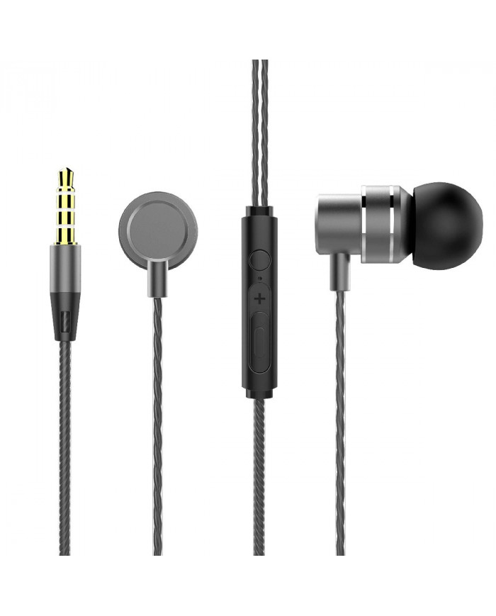 Hands Free Lenovo HF118 Earphones Stereo 3.5mm με Μικρόφωνο και Πλήκτρα Λειτουργίας. Μεταλλικό Μαύρο