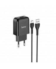 Φορτιστής  Hoco N2 Vigour με USB 5V 2.0A και Καλώδιο USB σε USB-C 3.0A 1μ Μαύρο