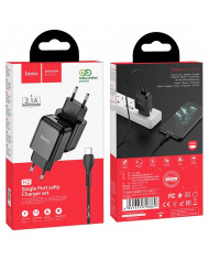 Φορτιστής  Hoco N2 Vigour με USB 5V 2.0A και Καλώδιο USB σε USB-C 3.0A 1μ Μαύρο