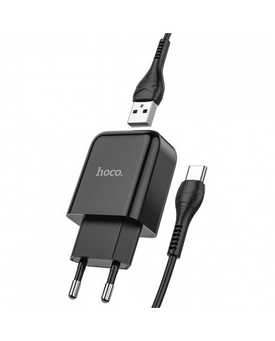 Φορτιστής  Hoco N2 Vigour με USB 5V 2.0A και Καλώδιο USB σε USB-C 3.0A 1μ Μαύρο