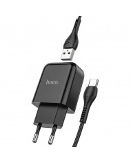 Φορτιστής  Hoco N2 Vigour με USB 5V 2.0A και Καλώδιο USB σε USB-C 3.0A 1μ Μαύρο