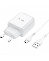 Φορτιστής  Hoco N2 Vigour με USB 5V 2.0A και Καλώδιο USB σε USB-C 3.0A 1μ Λευκό