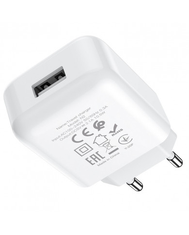 Φορτιστής  Hoco N2 Vigour με USB 5V 2.0A και Καλώδιο USB σε USB-C 3.0A 1μ Λευκό