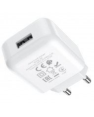 Φορτιστής  Hoco N2 Vigour με USB 5V 2.0A και Καλώδιο USB σε USB-C 3.0A 1μ Λευκό