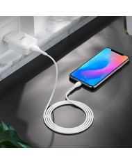 Φορτιστής  Hoco N2 Vigour με USB 5V 2.0A και Καλώδιο USB σε USB-C 3.0A 1μ Λευκό