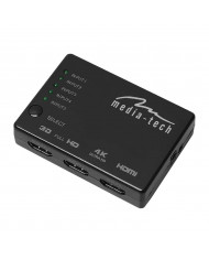 HDMI Switch Media-Tech  5 θέσεων με υποστήριξη ανάλυσης 4K και Τηλεχειριστήριο. Μαύρο