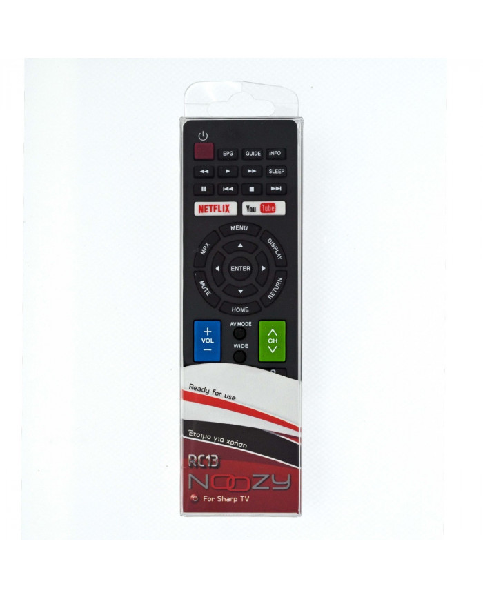 Τηλεχειριστήριο Noozy RC13 για Τηλεοράσεις Sharp Άμεσης Αντικατάστασης χωρίς Προγραμματισμό