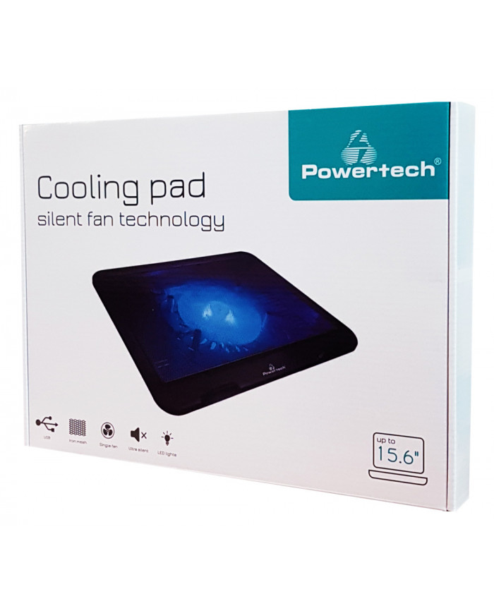POWERTECH Βάση & ψύξη laptop PT-740 έως 15.6", 125mm fan, LED, μαύρο