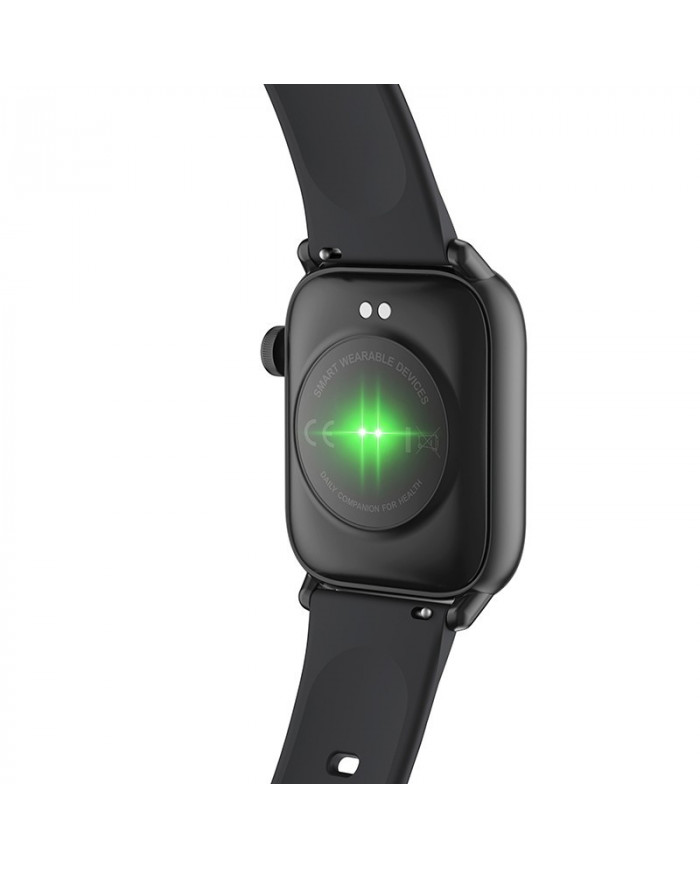 Smartwatch Hoco Y3 IP68 IPS Screen 1.69" 2.5D Glass 220mAh Bluettoth V5.0 Silicon Band Μαύρο