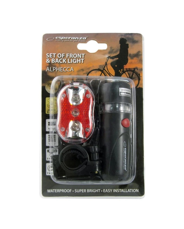 ESPERANZA σετ φωτισμού ποδηλάτου , εμπρός & πίσω, μαύρο