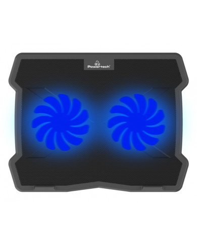POWERTECH Βάση & ψύξη laptop PT-930, έως 15.6", 2x 125mm fan, LED, μαύρο
