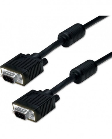 POWERTECH Καλώδιο VGA HD σε VGA HD 15 , 2x Ferrites, μαύρο, 10m