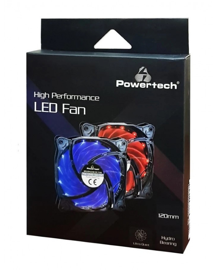 POWERTECH LED ανεμιστήρας , 120mm, 3pin/molex & 4 βίδες, κόκκινο