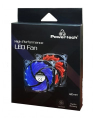 POWERTECH LED ανεμιστήρας , 120mm, 3pin/molex & 4 βίδες, κόκκινο