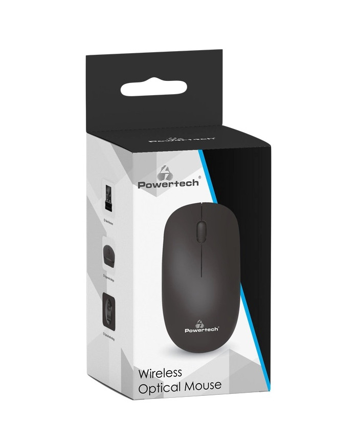 POWERTECH ασύρματο ποντίκι , οπτικό, 1600DPI, μαύρο