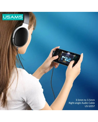 USAMS καλώδιο ήχου 3.5mm , γωνιακό, 1.2m, μαύρο USAMS καλώδιο ήχου 3.5mm , γωνιακό, 1.2m, μαύρο