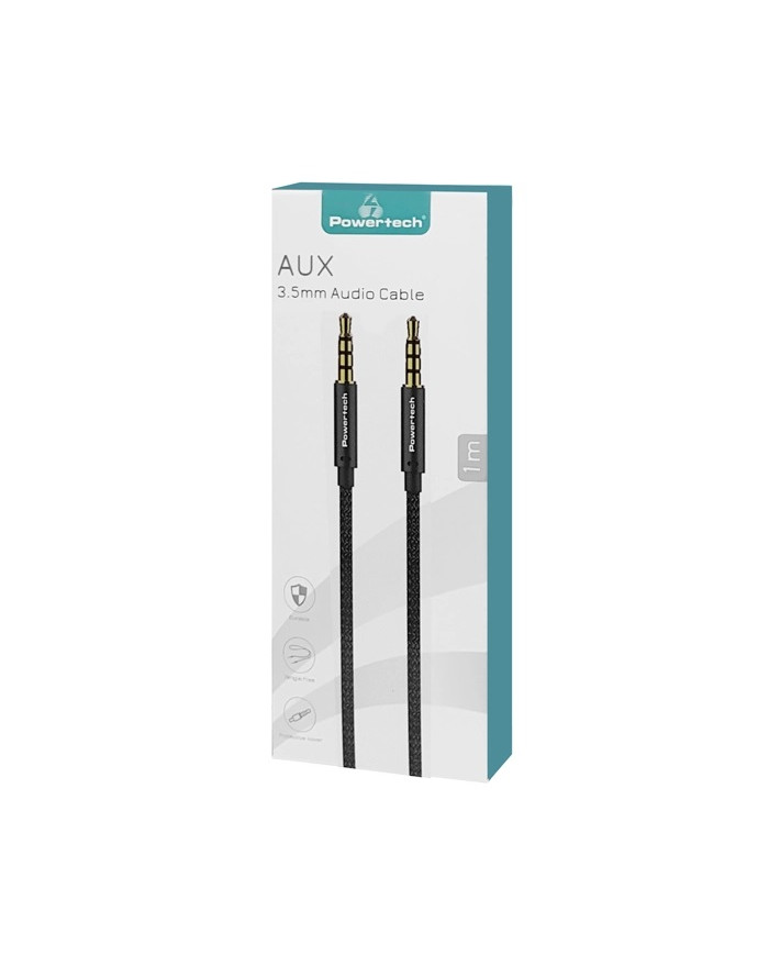 POWERTECH καλώδιο 3.5mm prime , AUX, 4 pin, copper, 1m, μαύρο