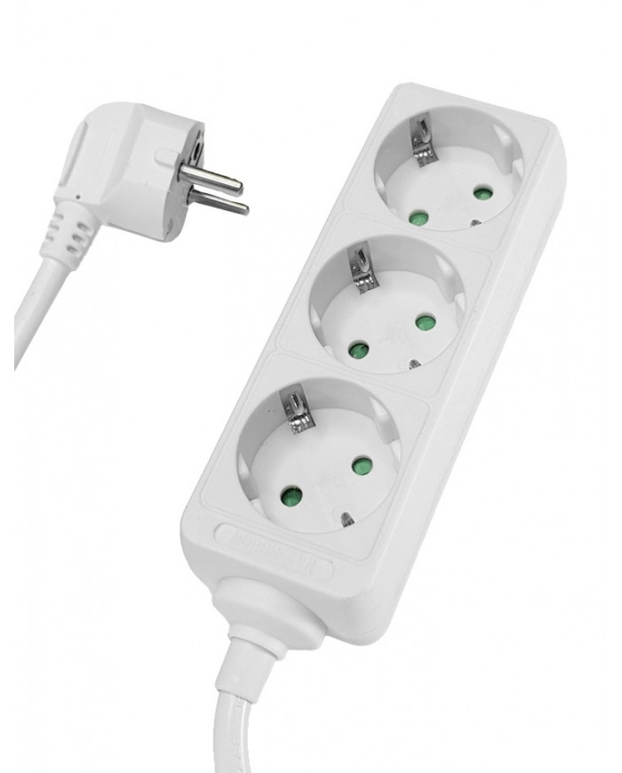 POWERTECH πολύπριζο , 3x schuko, 16A, 1.5m, λευκό
