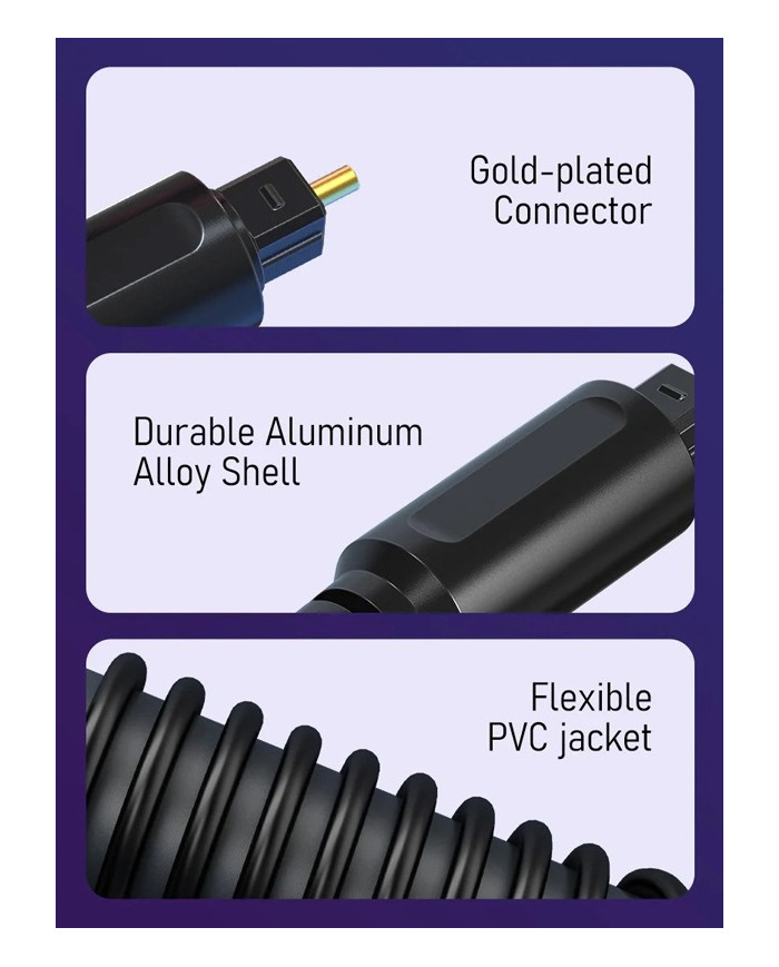 CABLETIME καλώδιο Toslink , gold plated, OD 4.0mm, 3m, μαύρο