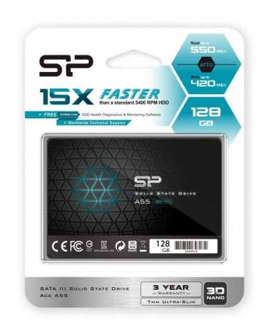 SILICON POWER SSD A55 128GB, 2.5", SATA III, 550-420MB/s 7mm, TLC SILICON POWER SSD A55 128GB, 2.5", SATA III, 550-420MB/s 7mm, TLC