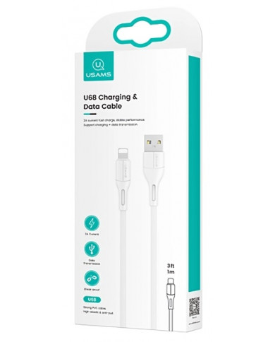 USAMS καλώδιο USB σε Lightning U68, 2A, 1m, λευκό USAMS καλώδιο USB σε Lightning U68, 2A, 1m, λευκό