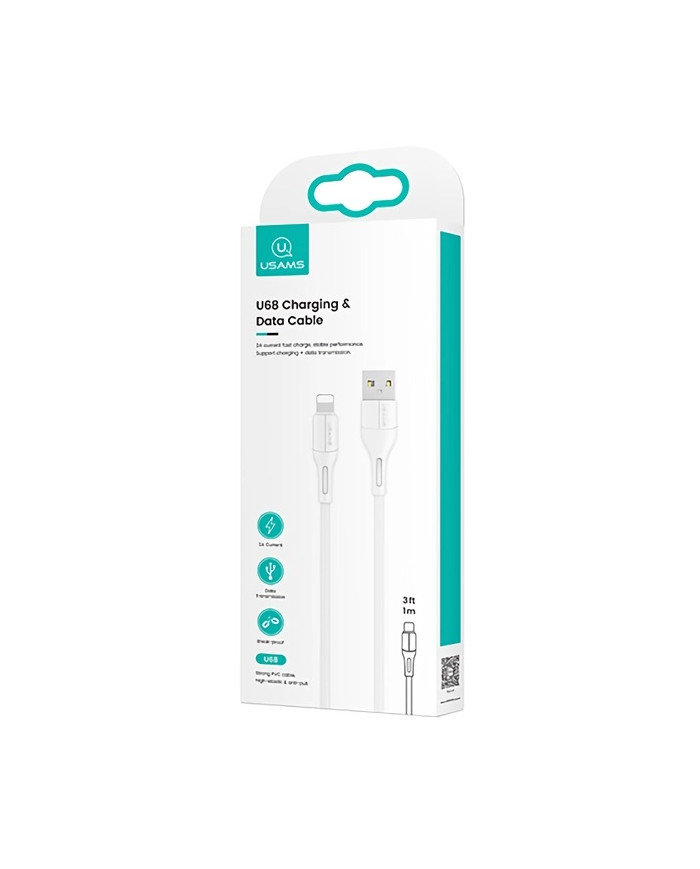 USAMS καλώδιο USB σε Lightning U68, 2A, 1m, λευκό