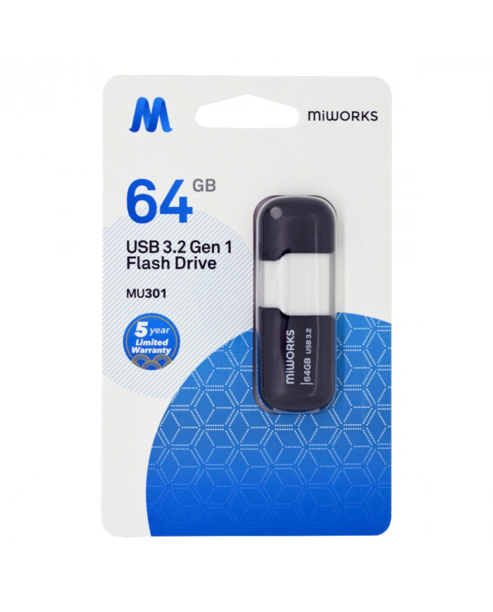 Flash Drive MiWorks MU301 64GB USB 3.2 Gen.1 Μαύρο