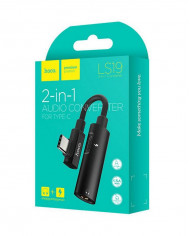 Αντάπτορας Hoco LS19 2 σε 1 USB-C σε USB-C Θηλυκό και 3.5 mm 1.5A Θηλυκό Μαύρο Αντάπτορας Hoco LS19 2 σε 1 USB-C σε USB-C Θηλυκό και 3.5 mm 1.5A Θηλυκό Μαύρο