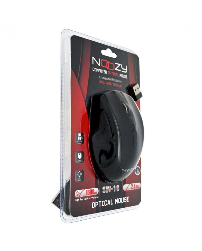 Ασύρματο Ποντίκι Noozy SW-16 USB 6D 2.4GHz με 6 Πλήκτρα και 1600DPI Μαύρο