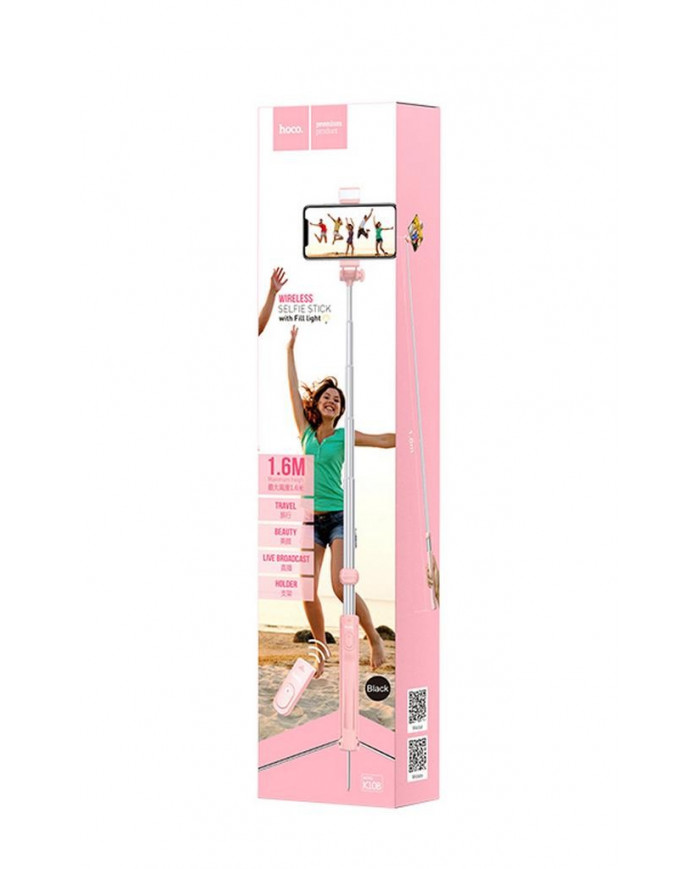 Selfie Stick Hoco K10B Magnificent Wireless Πτυσσόμενο Μαύρο 68cm