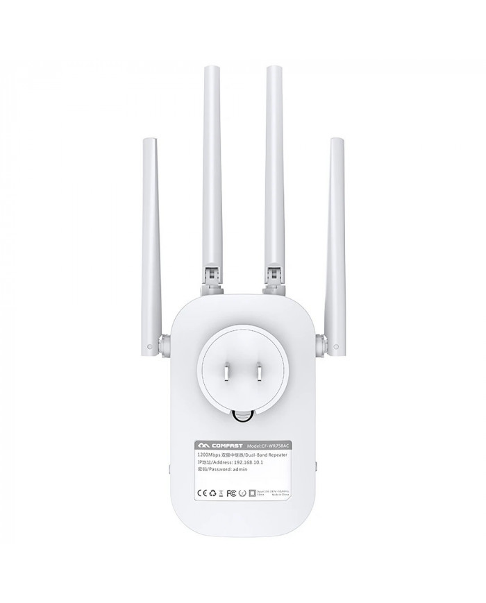 Wifi Repeater / Extender Dual Band Hi-Speed Comfast CF-WR758AC V2 1200Mbps Τετραπλής Κεραίας. Με Ευρωπαϊκή & UK πρίζα Wifi Repeater / Extender Dual Band Hi-Speed Comfast CF-WR758AC V2 1200Mbps Τετραπλής Κεραίας. Με Ευρωπαϊκή & UK πρίζα