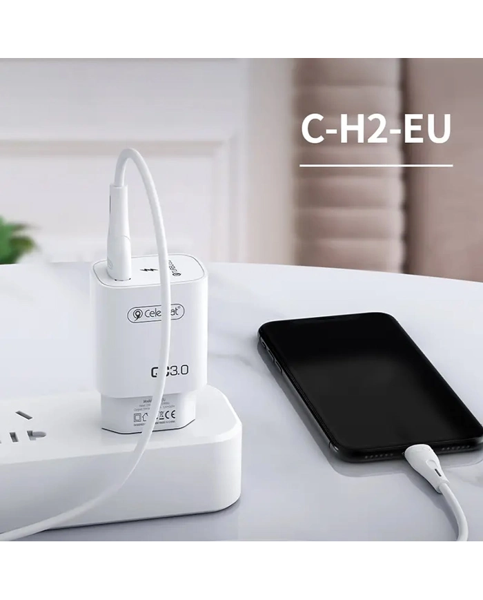 CELEBRAT φορτιστής τοίχου , USB QC3.0, 18W, λευκός