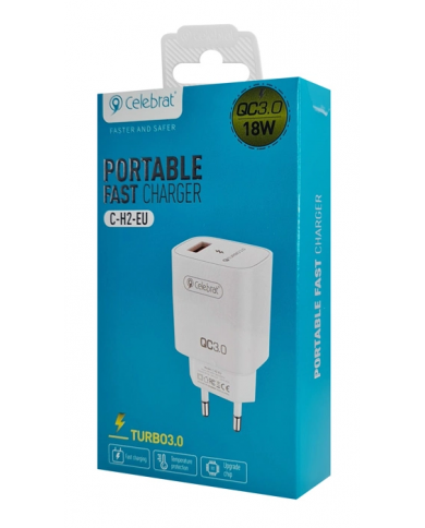 CELEBRAT φορτιστής τοίχου , USB QC3.0, 18W, λευκός CELEBRAT φορτιστής τοίχου , USB QC3.0, 18W, λευκός