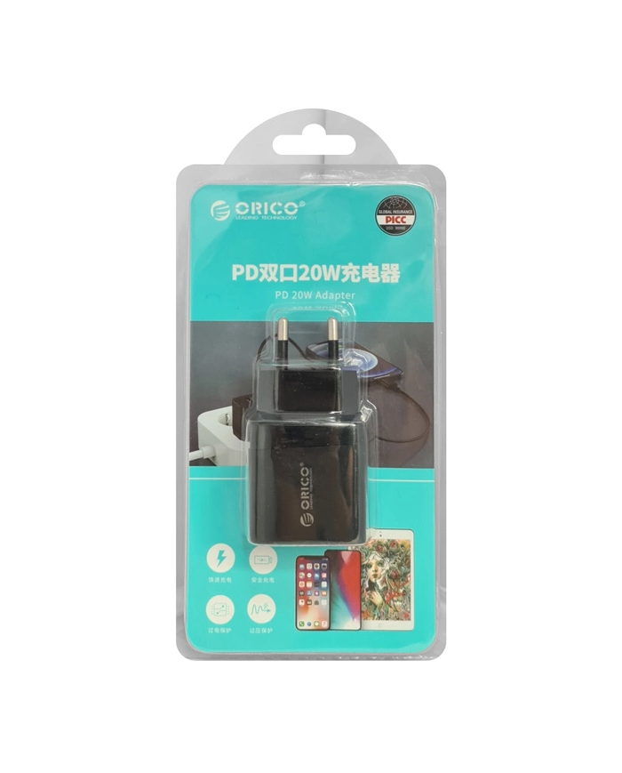 RICO φορτιστής τοίχου , USB-C, PD 20W, μαύρος