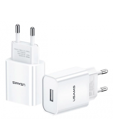 USAMS φορτιστής τοίχου T18, 1x USB, 2.1A, λευκός